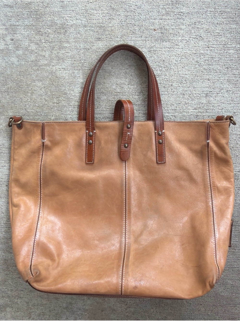 Cavalcanti Florence Leather Tote Shoulder Bag Brown, Italy, 17 X 21x 7